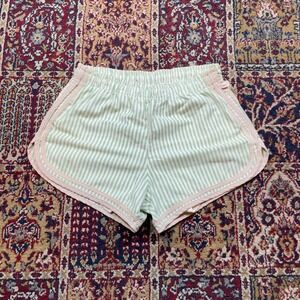 VTG 60s 70s Jantzen Men Striped Athletic Swim Shorts Green White Trim 34 USA